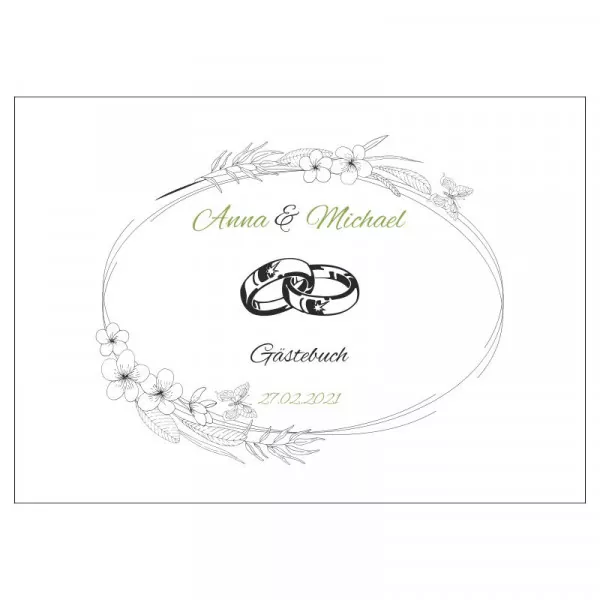 Gästebuch zur Hochzeit personalisiert mit Motiv "Ornament 1" Wunschdaten