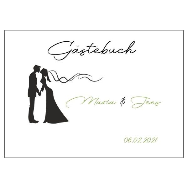 Gästebuch zur Hochzeit personalisiert mit Motiv "Paar" Wunschdaten Gästebuch zur Hochzeit personalisiert mit Motiv "Paar" Wunschdaten
