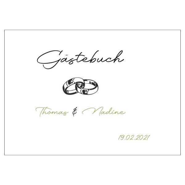 Gästebuch zur Hochzeit personalisiert mit Motiv "Ringe" Wunschdaten Gästebuch zur Hochzeit personalisiert mit Motiv "Ringe" Wunschdaten