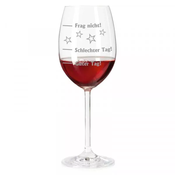 Rotweinglas mit Gravur Stimmungsglas als Geschenk Guter Tag Schlechter Tag