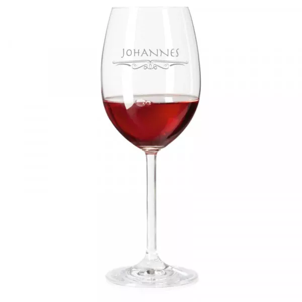 Rotweinglas mit personalisierter Gravur als Geschenk Name Titelbild