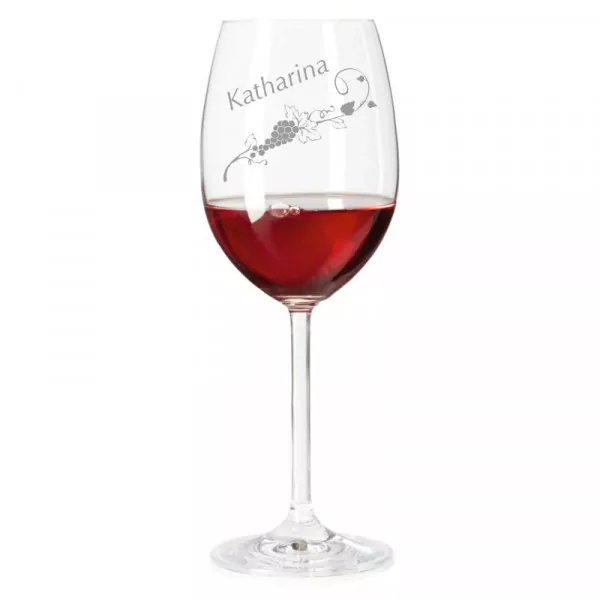 Rotweinglas mit personalisierter Gravur als Geschenk Weinranke Titelbild