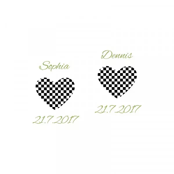 Sektgläser mit personalisierter Gravur als Geschenk zur Hochzeit Herz 3 Motiv im Detail