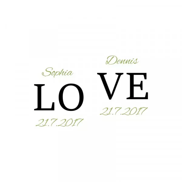 Sektgläser mit personalisierter Gravur als Geschenk zur Hochzeit LOVE Motiv im Detail