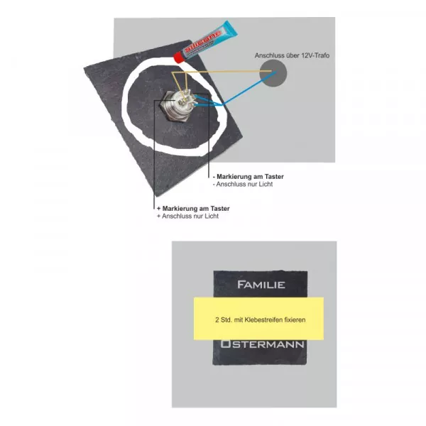 Tuerklingel aus Edelstahl mit personalisierter Gravur Rund 2 Anleitung Silikon