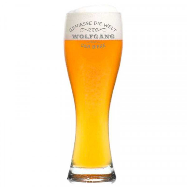 Weizenglas mit personalisierter Gravur als Geschenk Welt der Biere 2