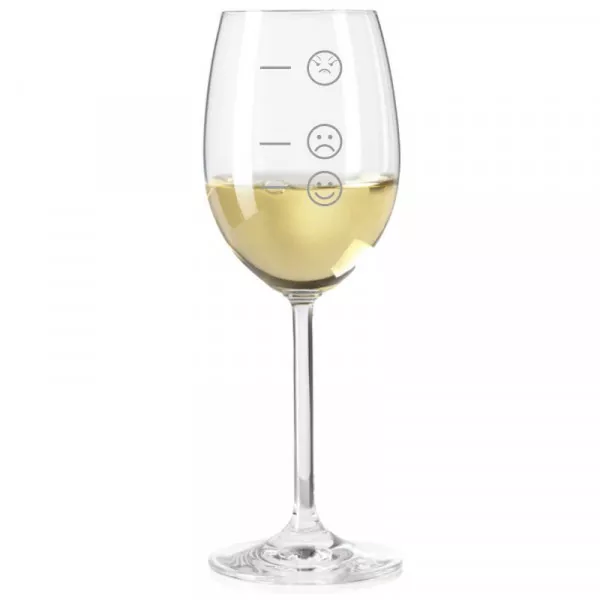 Weissweinglas mit Gravur Stimmungsglas als Geschenk Smiley