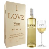 Geburtstagsgeschenk Weißweingläser mit Gravur und Geschenkbox 2er 