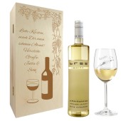 Geburtstagsgeschenk Weißweingläser mit Gravur und Geschenkbox 2er 