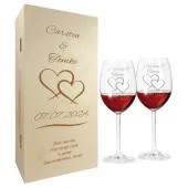 Hochzeitsgeschenk Rotweingläser mit Gravur und Geschenkbox 2er 