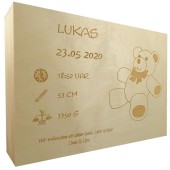 Personalisierte Erinnerungskiste aus Holz mit Gravur Teddybär Titelbild