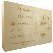 Personalisierte Erinnerungskiste aus Holz mit Gravur "Teddybär"