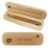 Kugelschreiber aus Bambusholz Schreibset mit personalisierter Gravur als Geschenk Mariekäfer 1
