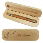 Kugelschreiber aus Bambusholz Schreibset mit personalisierter Gravur als Geschenk Sternschnuppe 1