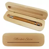 Holz Kugelschreiber in Holzbox mit Name graviert "Smart"