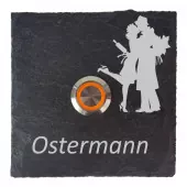 Gravur Motiv verzierendes Ornament Türklingel aus Schiefer Model Elster inkl 