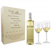 Weihnachtsgeschenk Weißweingläser mit Gravur und Geschenkbox 